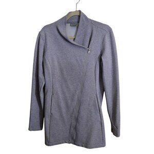 Athleta Softtech Cya Gray Asymmetric Zip Jacket Pockets Thumb Holes Size M